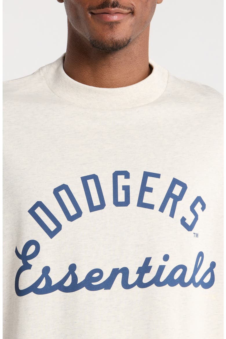 Dodgers '90s Jersey Cotton Cutoff T-Shirt, Alternate, color, OATMEAL HEATHER