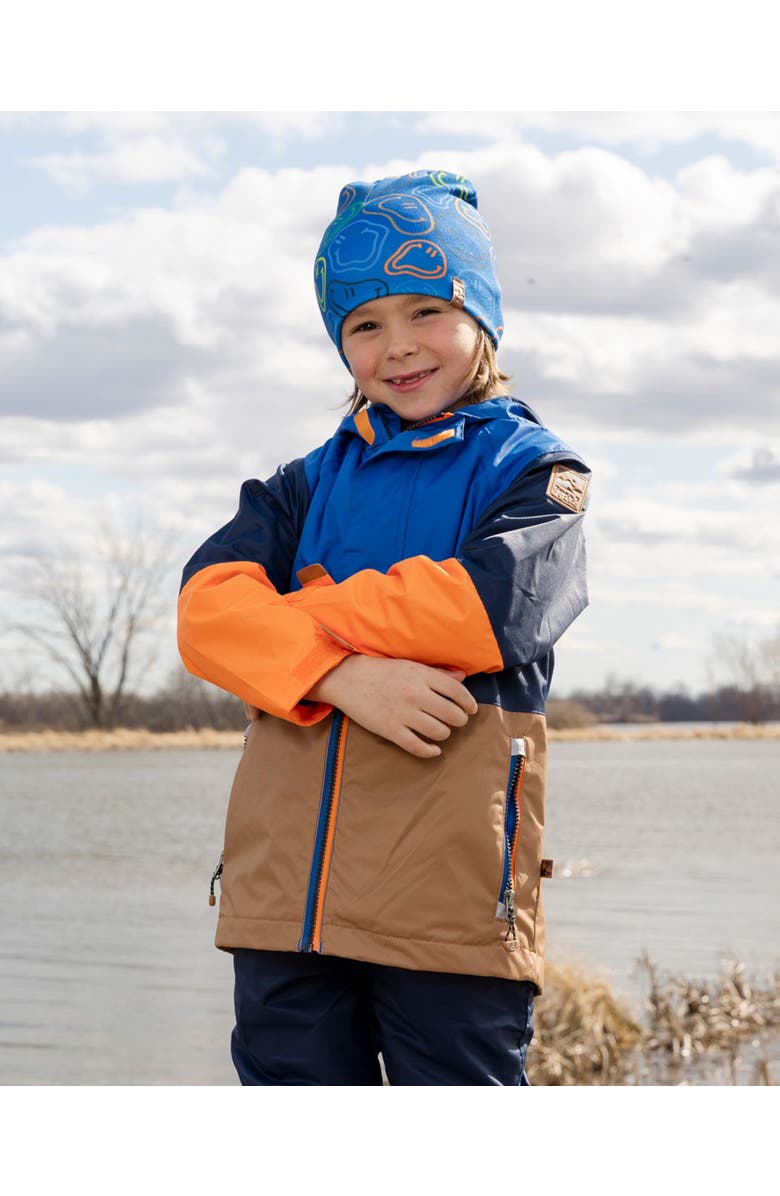 Deux par Deux Stretch Jersey Smileys Beanie, Alternate, color, Blue Printed Smileys