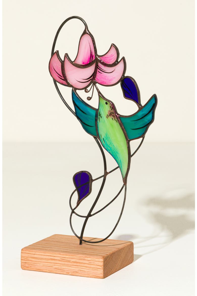 Joyful Hummingbird Stained Glass Sculpture by AVGUL Oleg Avgul, Main, color, Multi