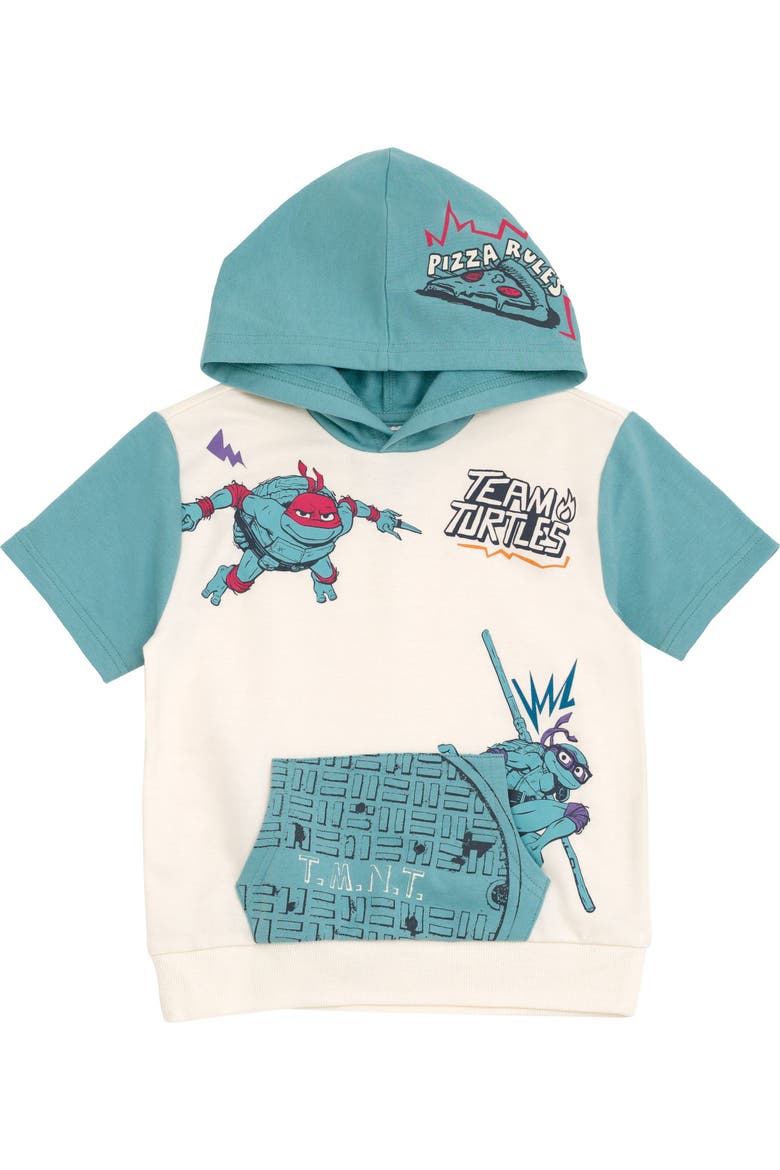 2-Piece Hooded Tee and Shorts Set, Alternate, color, Teal Off White
