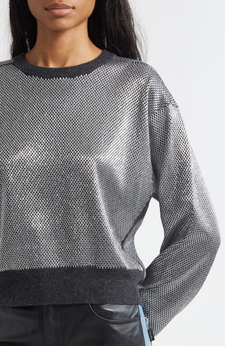 Haikure Hir Bead Embellished Virgin Wool Sweater, Alternate, color, Anthracite