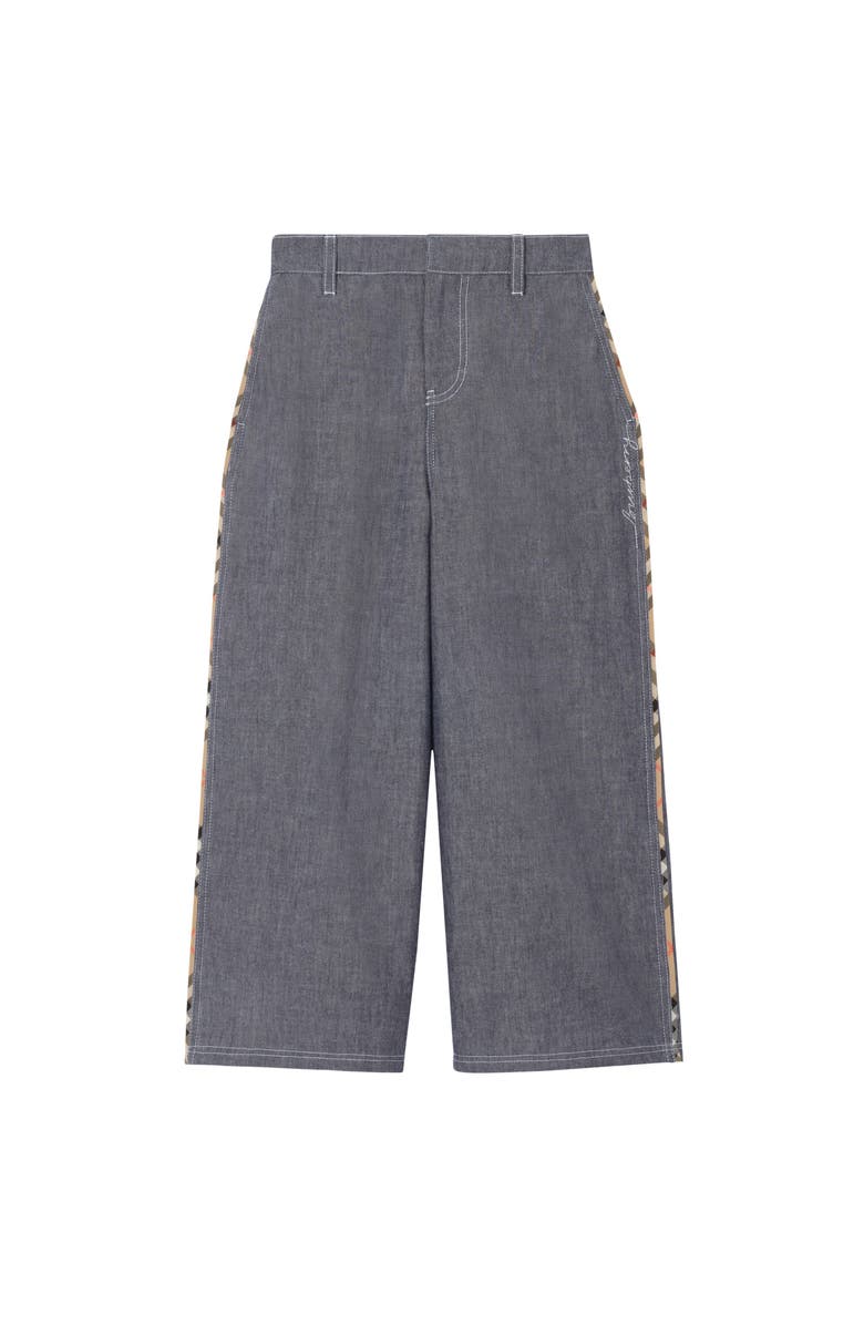 Burberry Cotton Chambray Trousers, Main, color, Damson Blue Melange