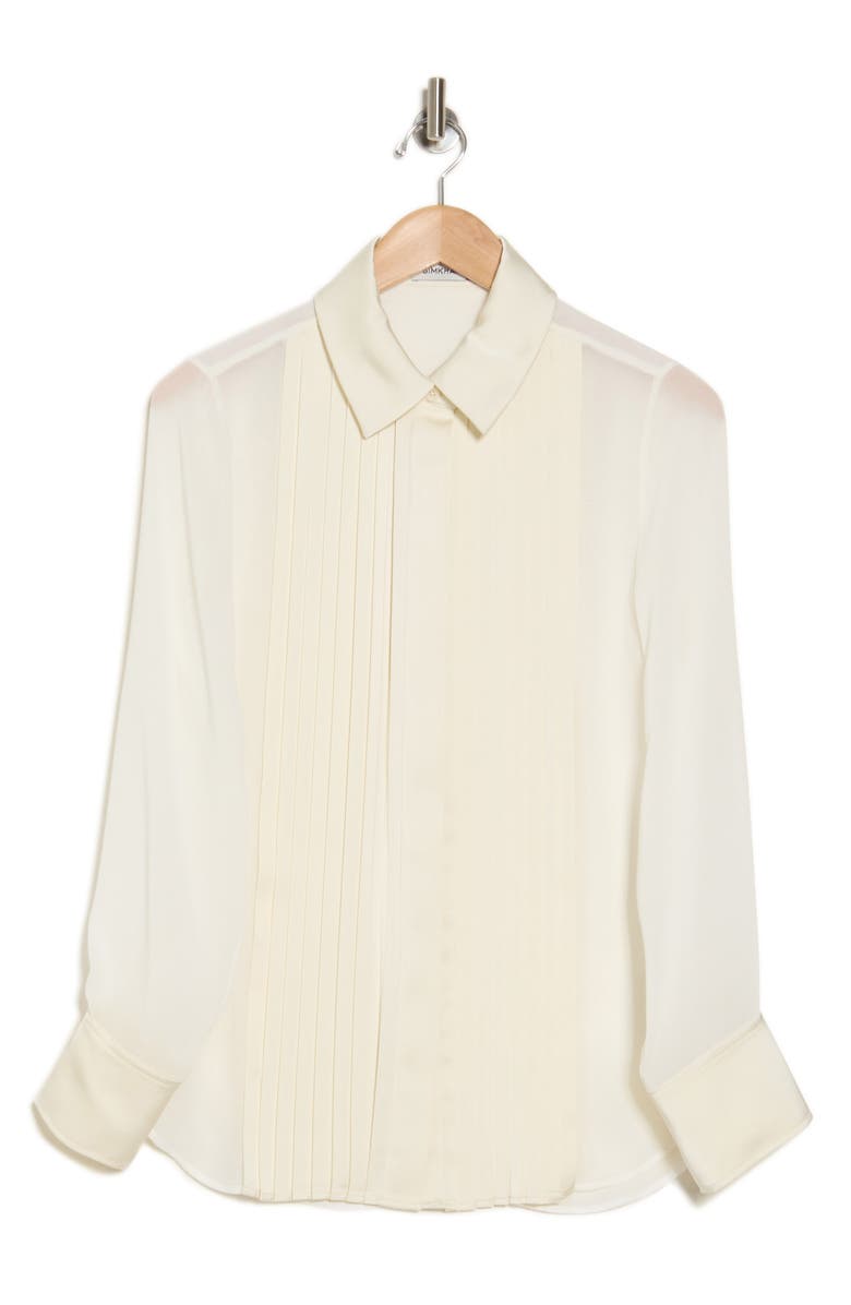 Simkhai Vinka Pleated Button-Up Shirt, Alternate, color, Ivory