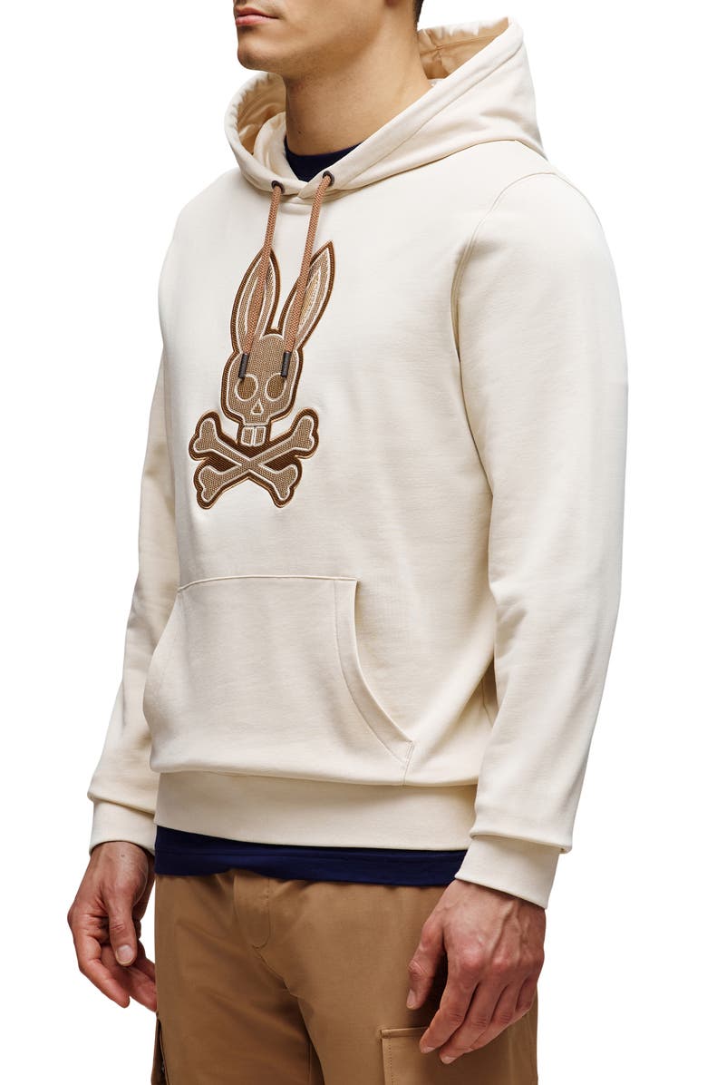 Psycho Bunny Ryder Appliqué Graphic Hoodie, Alternate, color, White Cap Grey