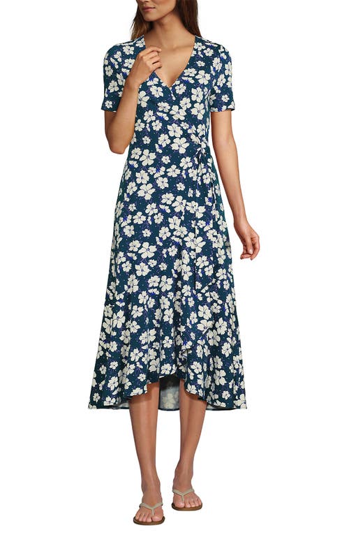 LANDS' END LANDS' END COTTON MODAL VNECK WRAP MINI DRESS