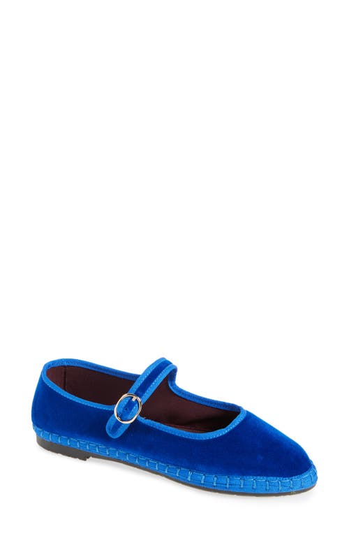 Flabelus Velvet-finish Buckle Ballet Flats In Blue