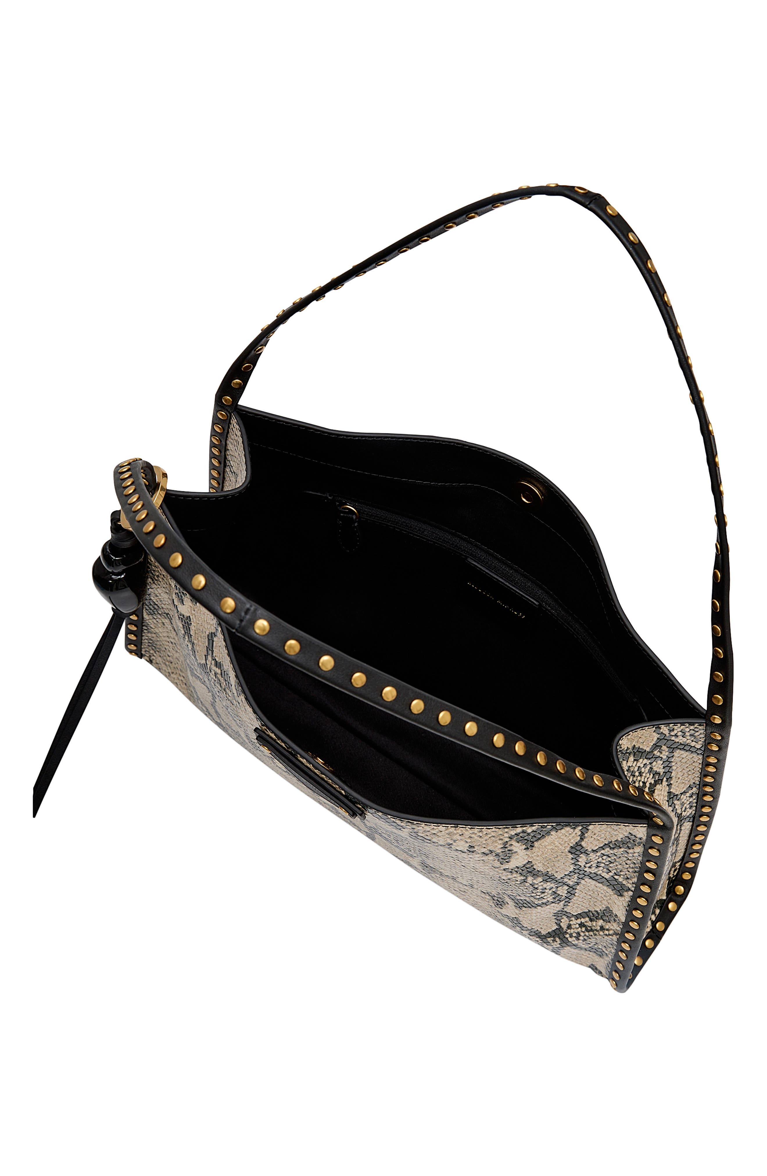 Dylan Snake Embossed Leather Shoulder Bag, Alternate, color, ORO SNAKE