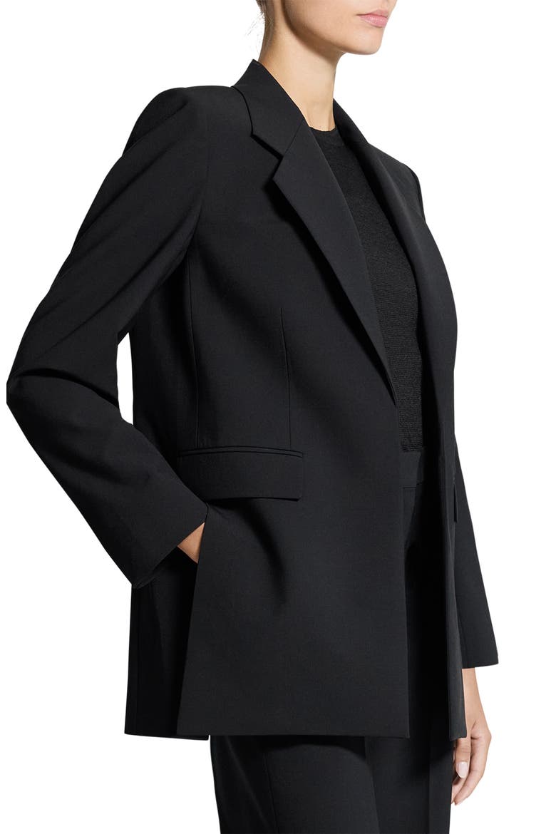 Relaxed Stretch Wool Open Blazer, Alternate, color, BLACK