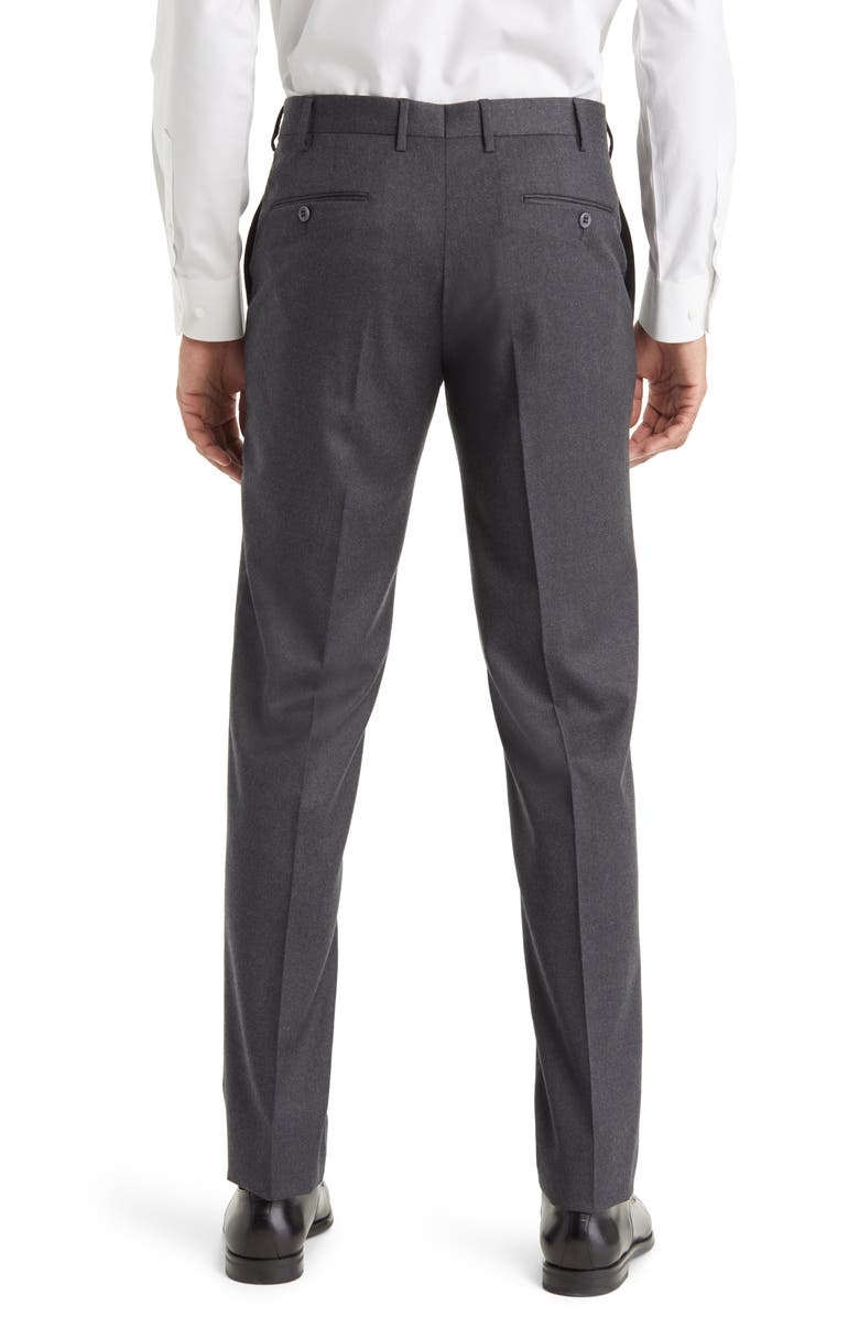 Zanella Parker Flat Front Stretch Wool Flannel Trousers, Alternate, color, Dark Grey