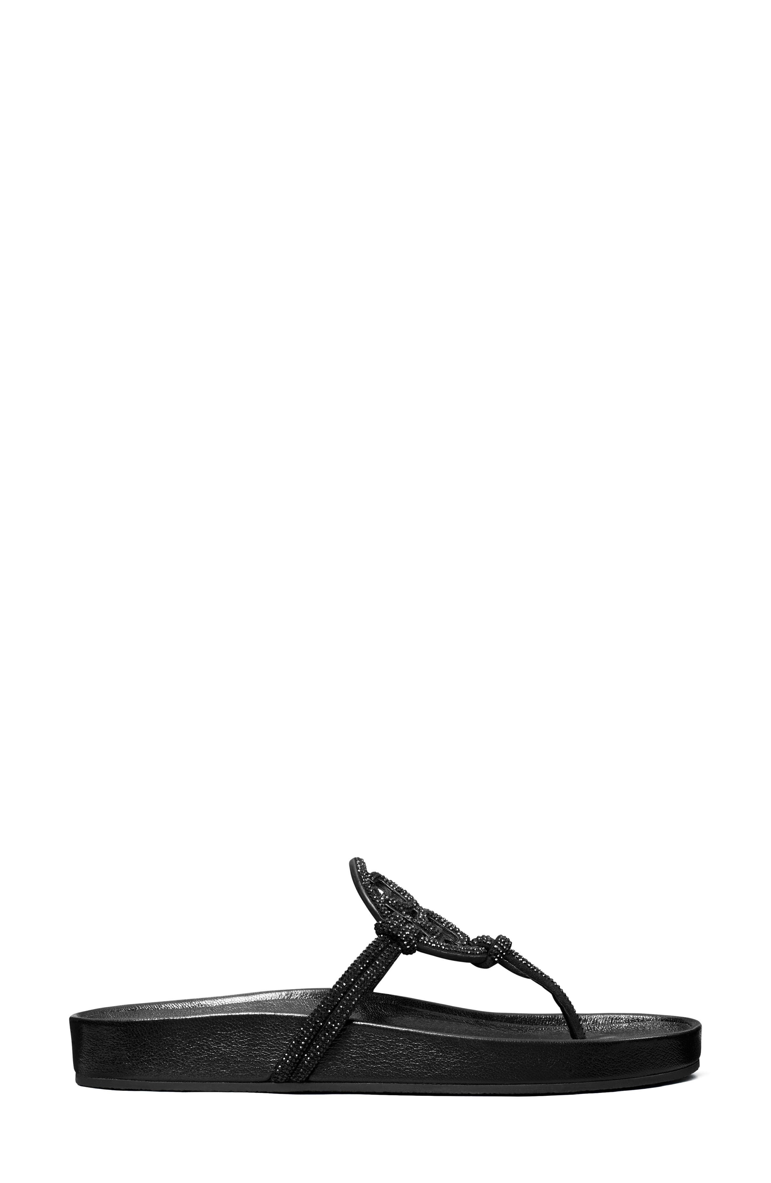 Tory Burch Miller Cloud Knotted Pavé Sandal, Alternate, color, Perfect Black