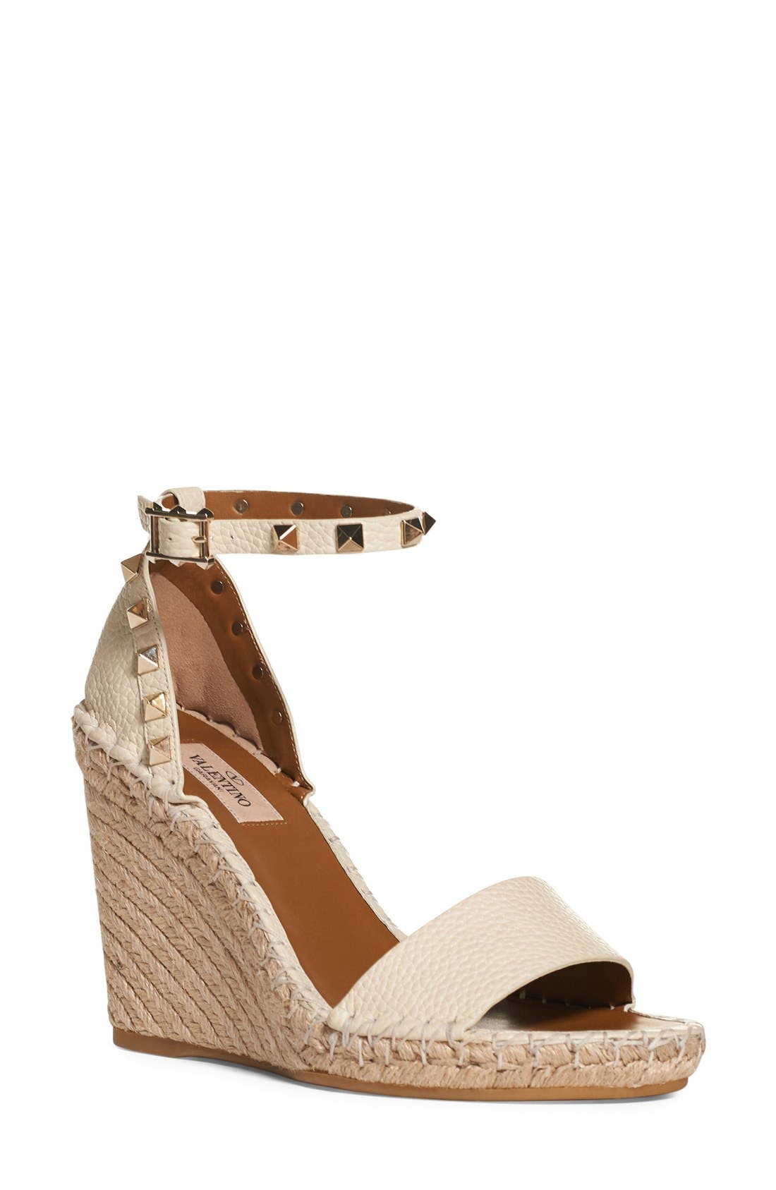 Rockstud Espadrille Wedge, Main, color, IVORY
