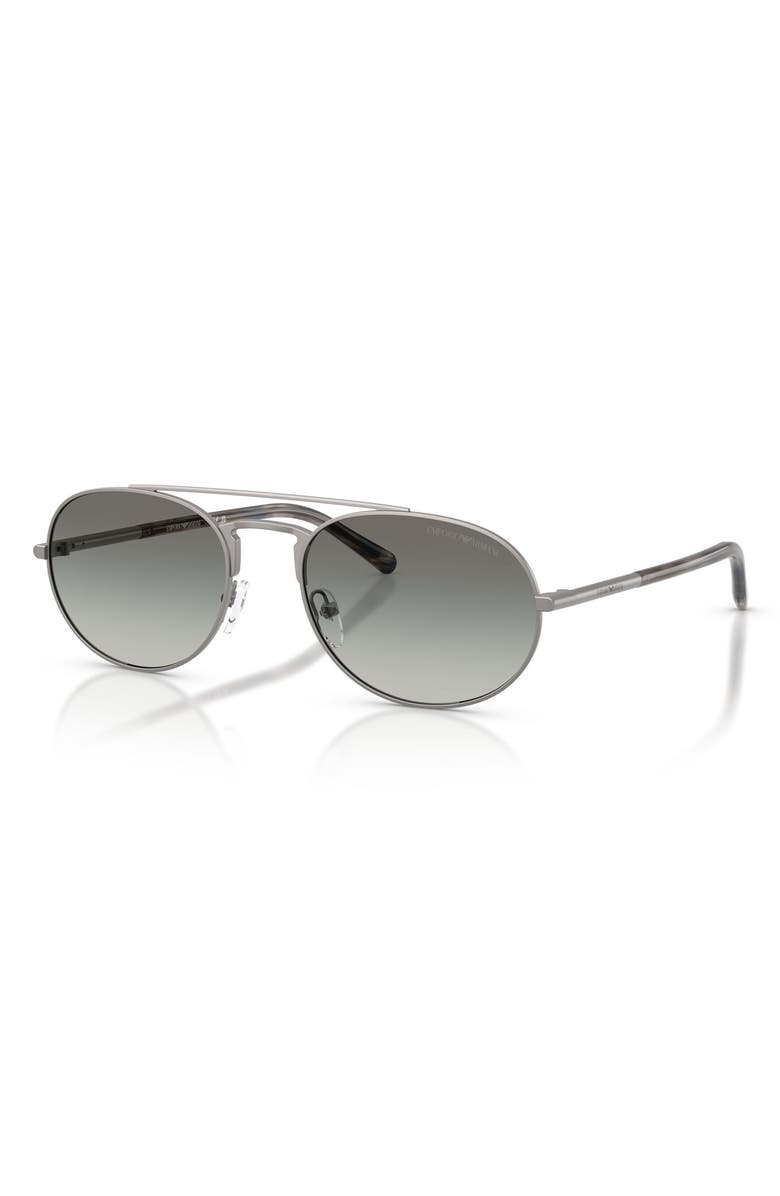Emporio Armani 57mm Gradient Pilot Sunglasses, Alternate, color, Matte Gunmetal / Gradient Grey