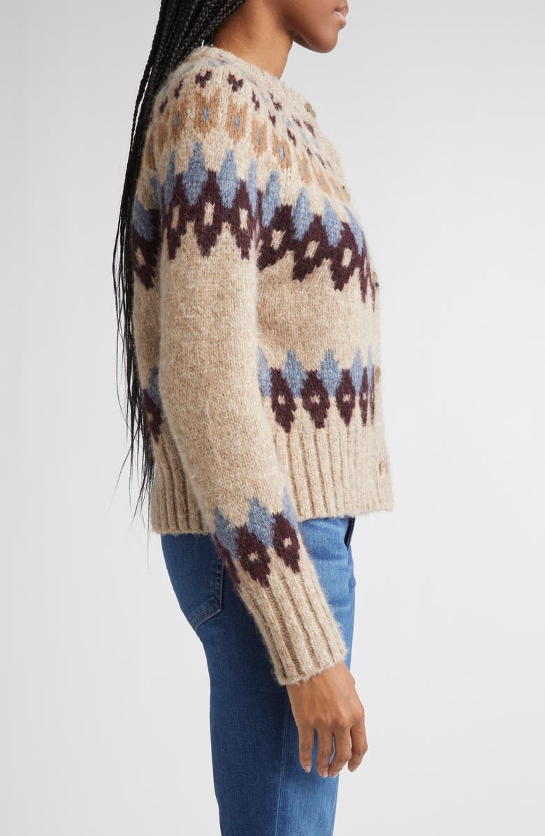 Veronica Beard Christina Fair Isle Cardigan, Alternate, color, Oatmeal Melange Multi