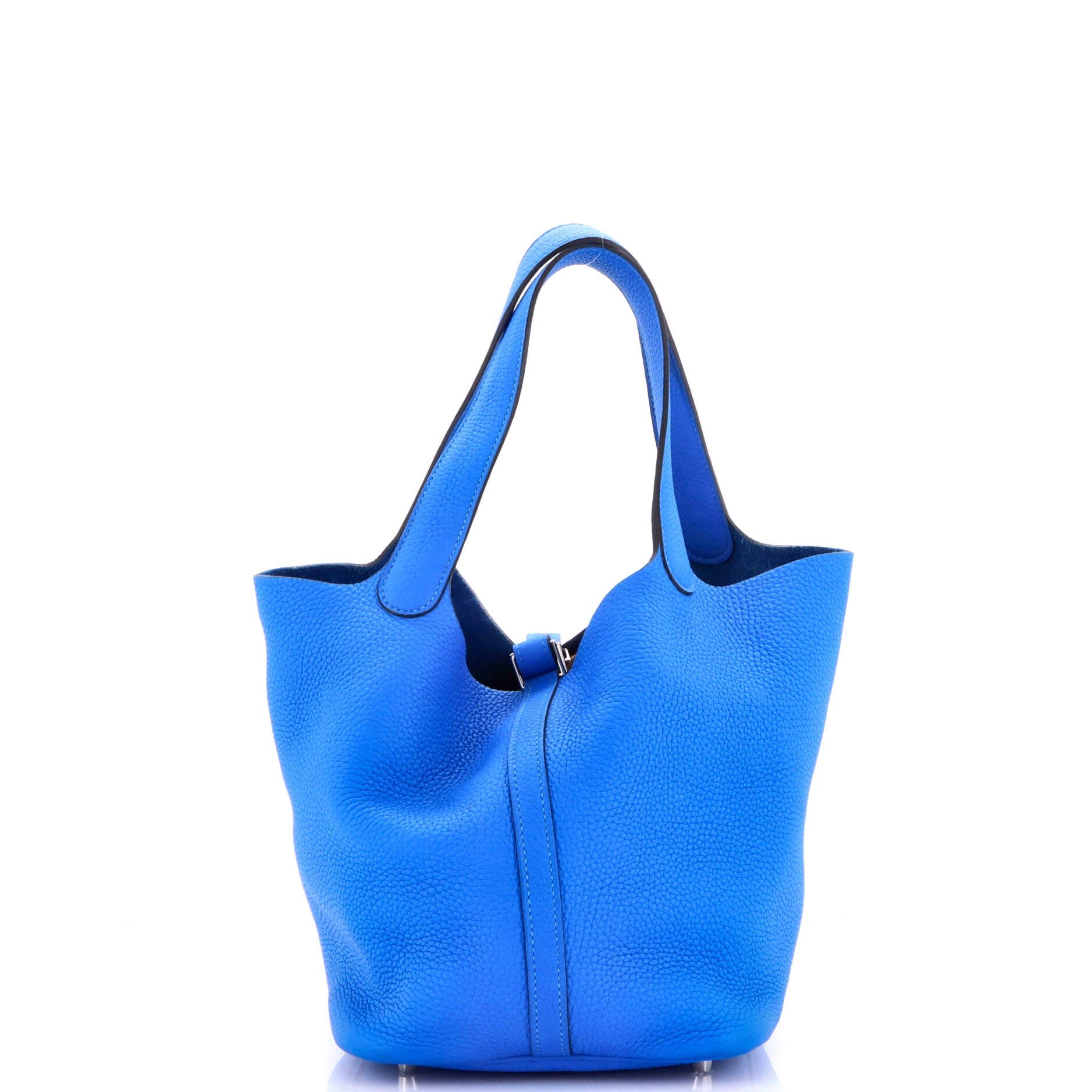 Pre-Owned Hermes Picotin Lock Bag Clemence MM, Alternate, color, Bleu Hydra