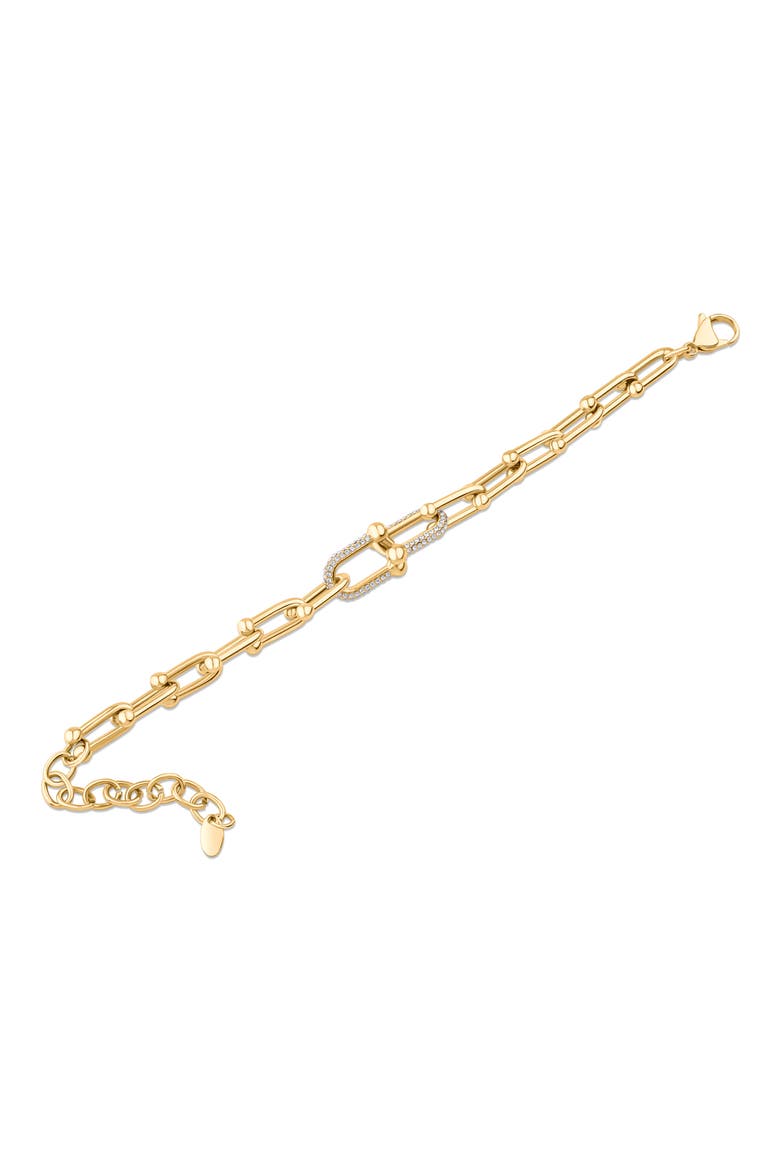 Cubic Zirconia Interlocking Link Bracelet, Alternate, color, CLEAR GOLD