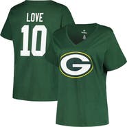 FANATICS Women's Jordan Love Green Green Bay Packers Plus Size Fair Catch Name & Number V-Neck T-Shirt