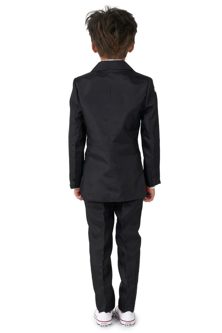 Kids' Suitmeister Skeleton Grunge Two-Piece Suit with Tie, Alternate, color, BLACK