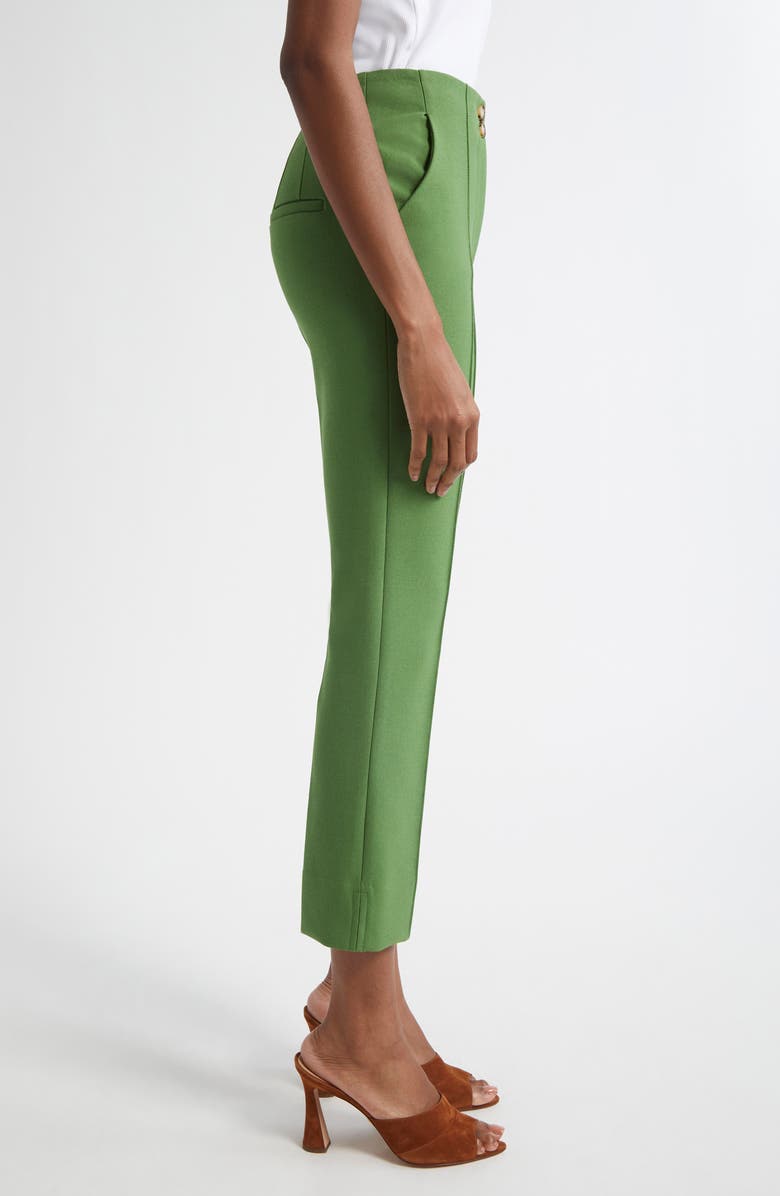 Veronica Beard Kean Clean Waist Pintuck Pleat Crop Pants, Alternate, color, Lemongrass