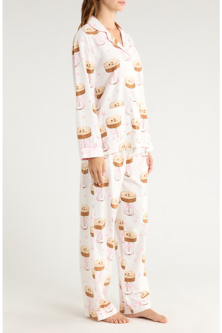 Print Flannel Pajamas, Alternate, color, IVORY