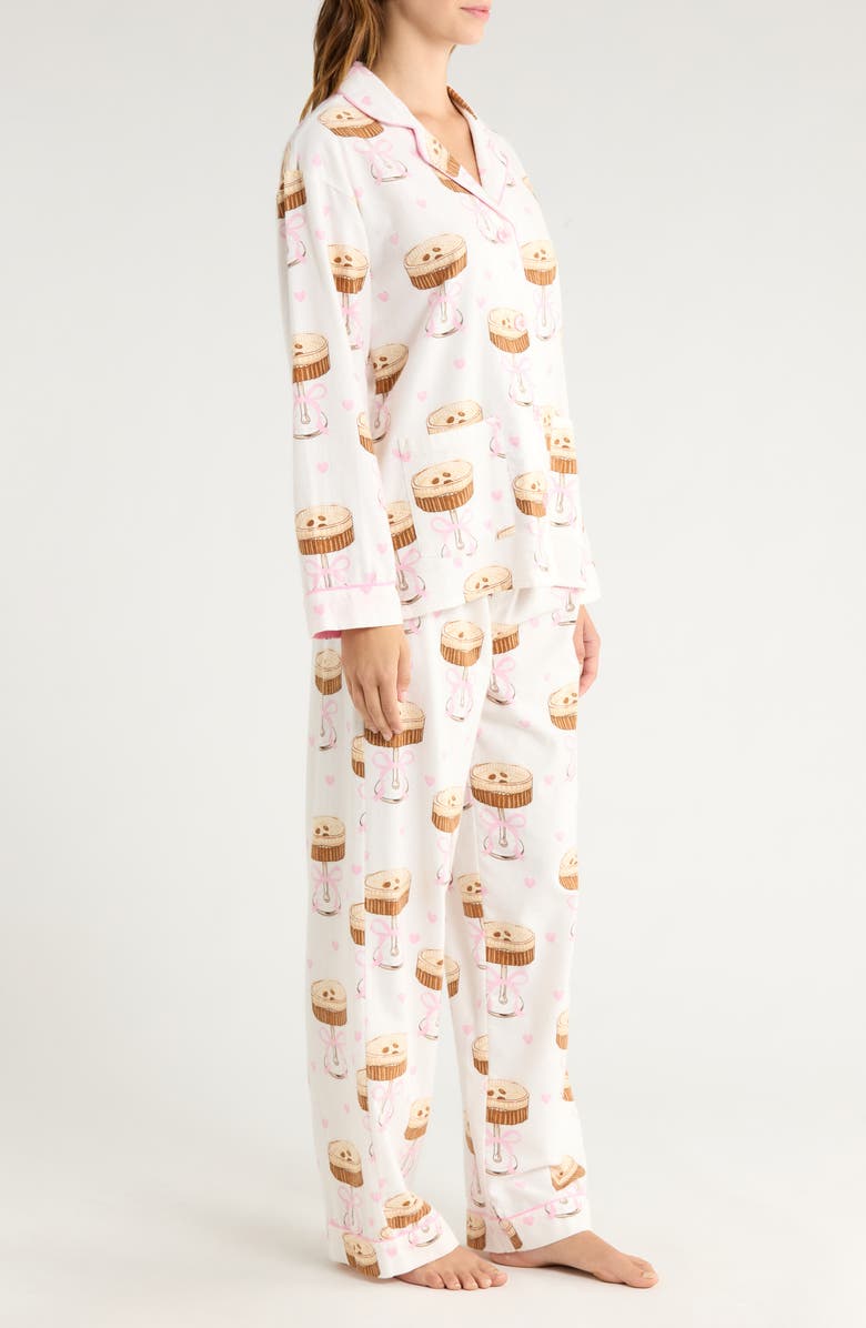 PJ Salvage Print Flannel Pajamas, Alternate, color, Ivory