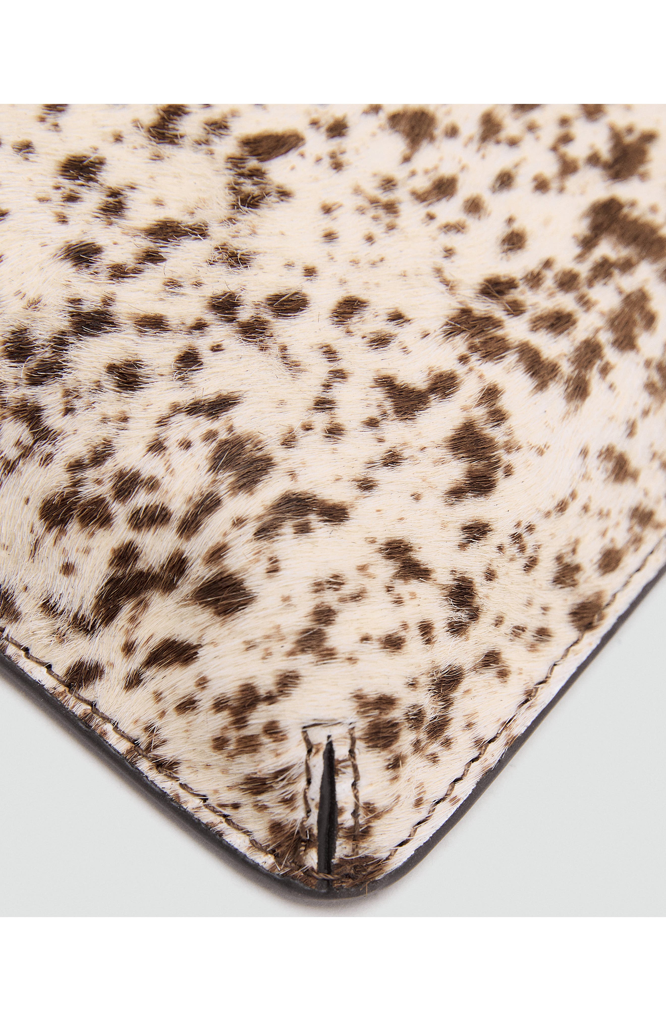 MANGO Genuine Calf Hair Clutch, Alternate, color, Brown