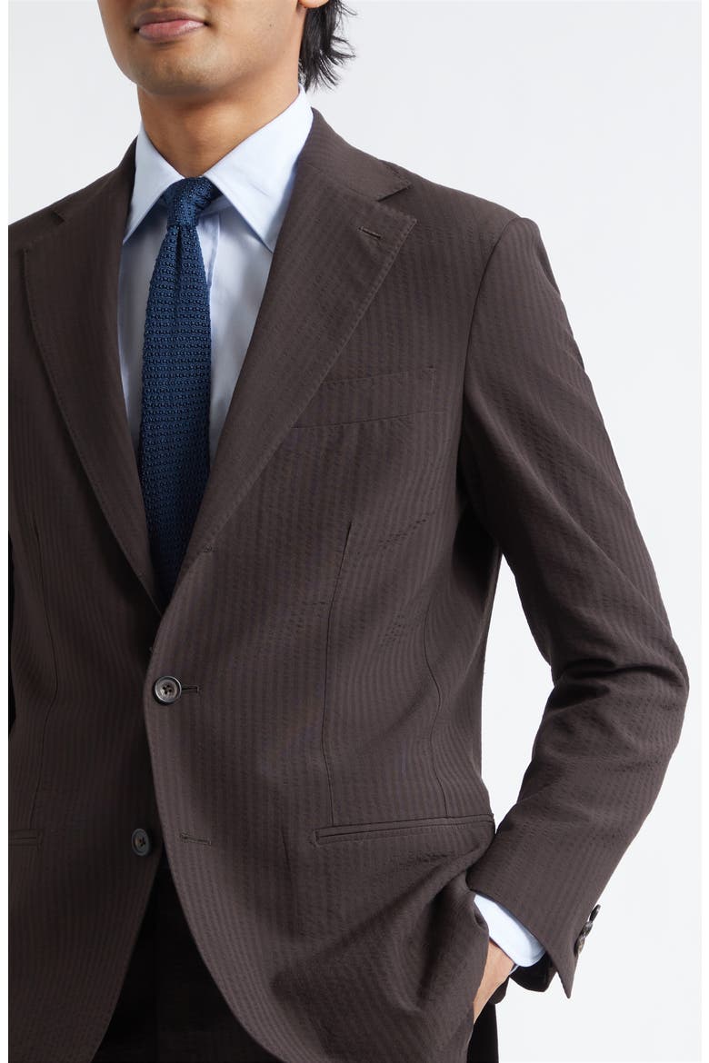 Waverly Tapered Virgin Wool Seersucker Suit, Alternate, color, BROWN