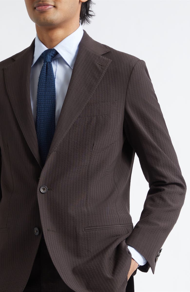 J. Mueser Waverly Tapered Virgin Wool Seersucker Suit, Alternate, color, Brown