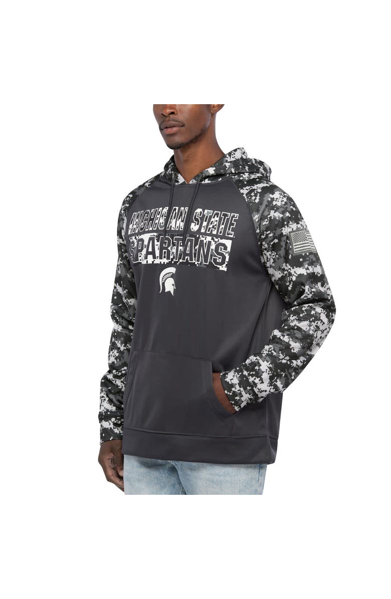 COLOSSEUM Men's Colosseum Charcoal Michigan State Spartans OHT Military Appreciation Digital Camo Pullover Hoodie, Alternate, color, 