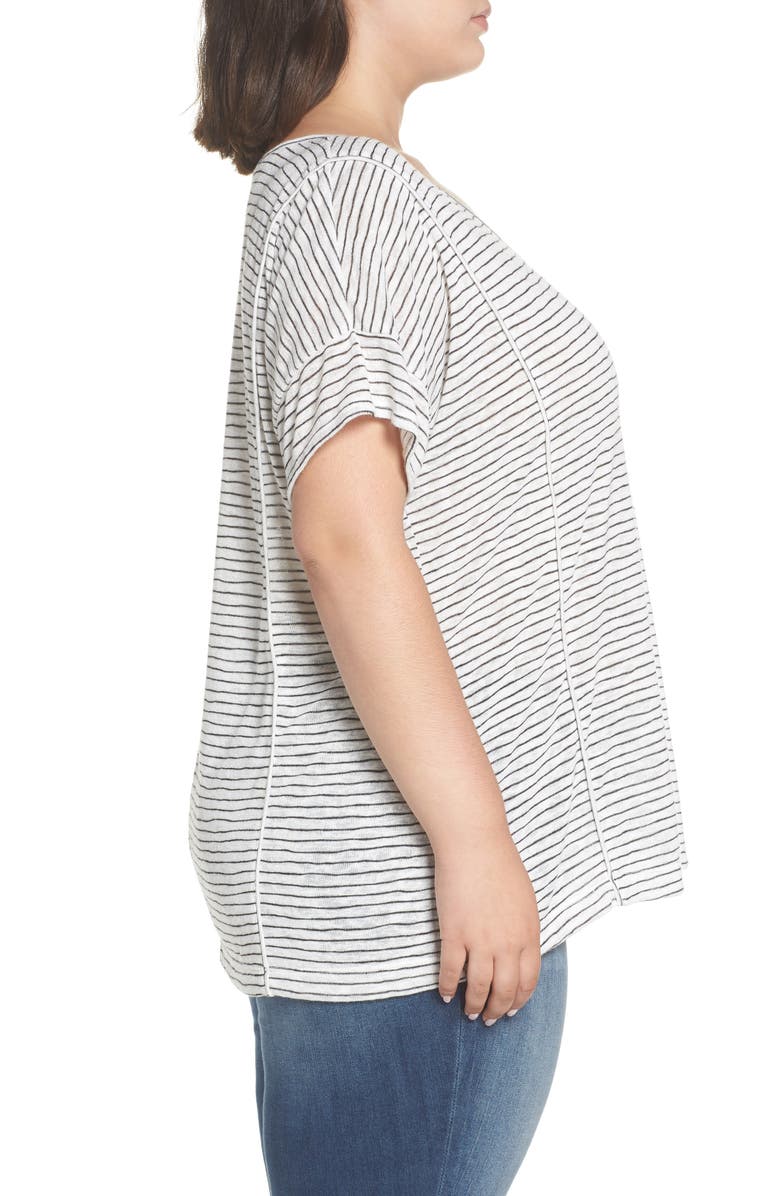 Sejour Stripe V-Neck Tee, Alternate, color,