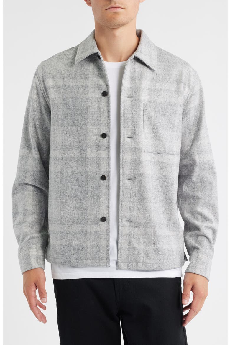 Shaded Plaid Shirt Jacket, Main, color, LIGHT GRAY MELANGE