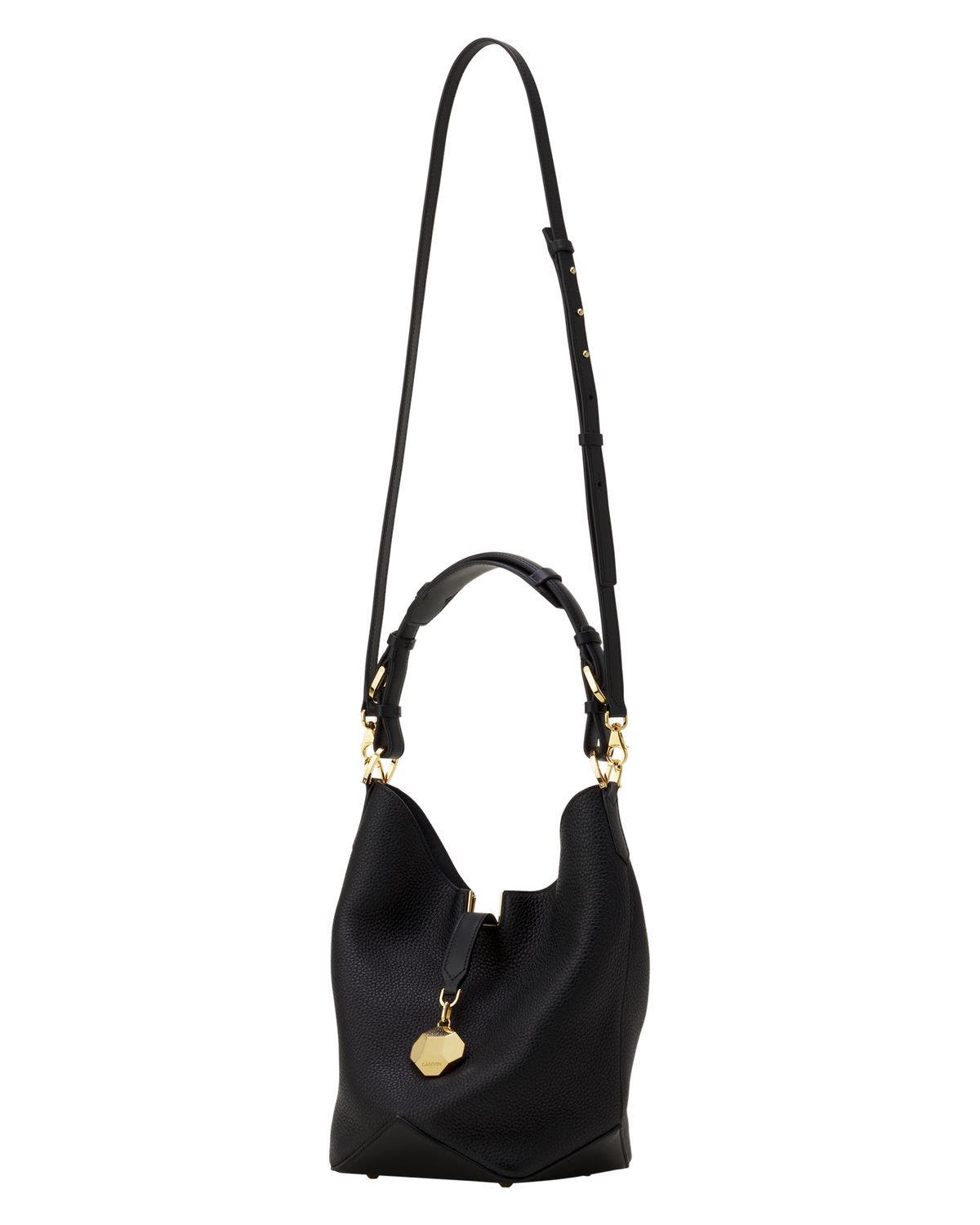 Lanvin Catch By Lanvin Medium Leather Bucket Bag, Alternate, color, Black