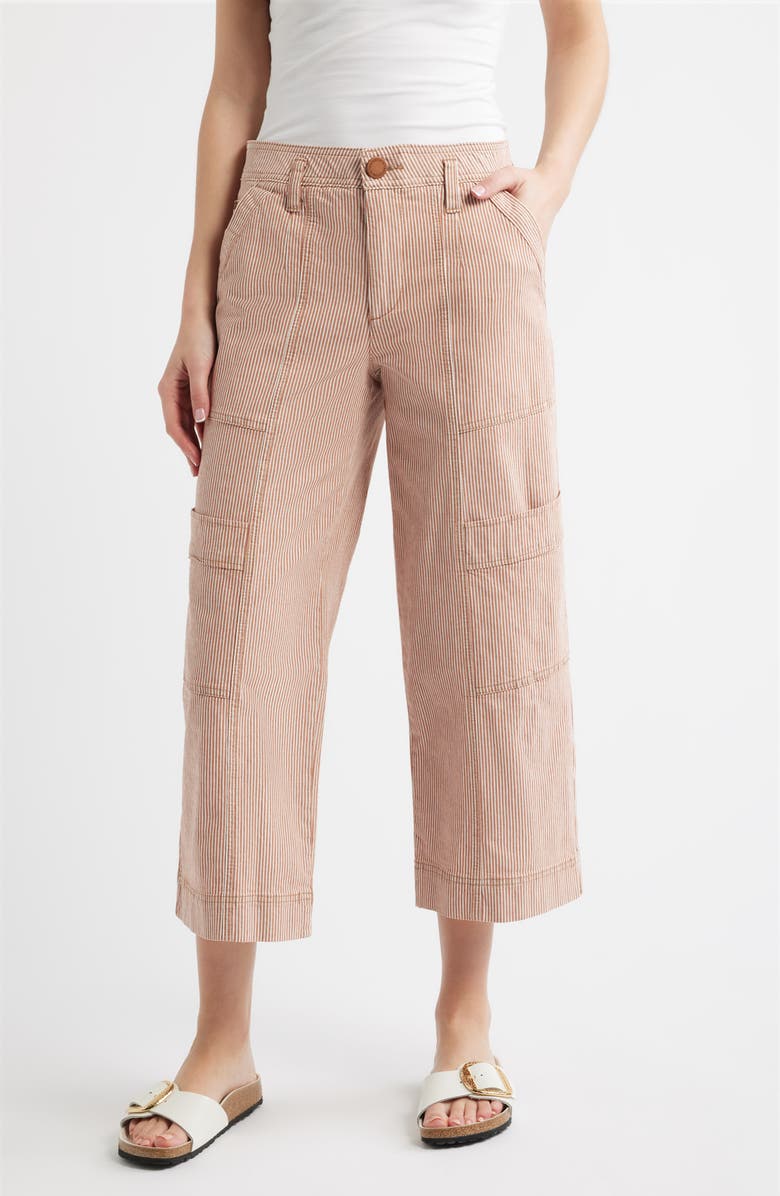 Wit & Wisdom Skyrise Cotton Crop Wide Leg Utility Pants, Main, color, Coffee