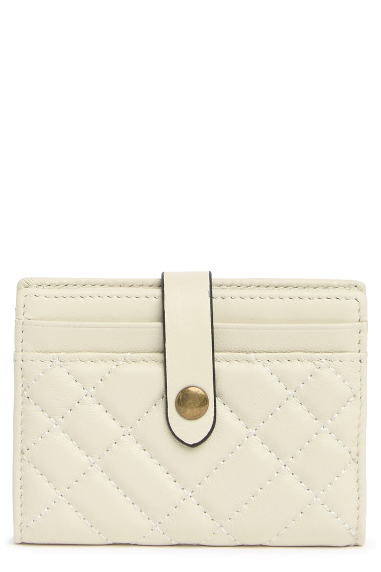 Quilted Leather Bifold Card Wallet, Main, color, BONE