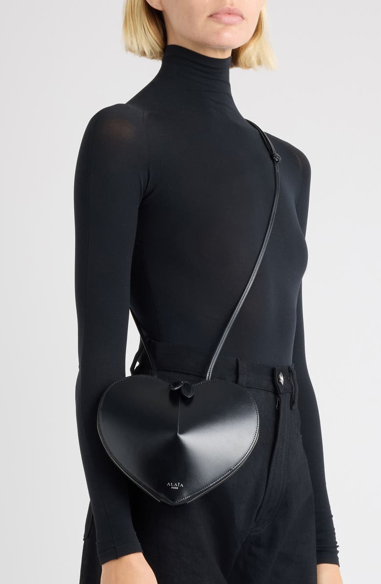 Alaïa Le Coeur Leather Crossbody Bag, Alternate, color,