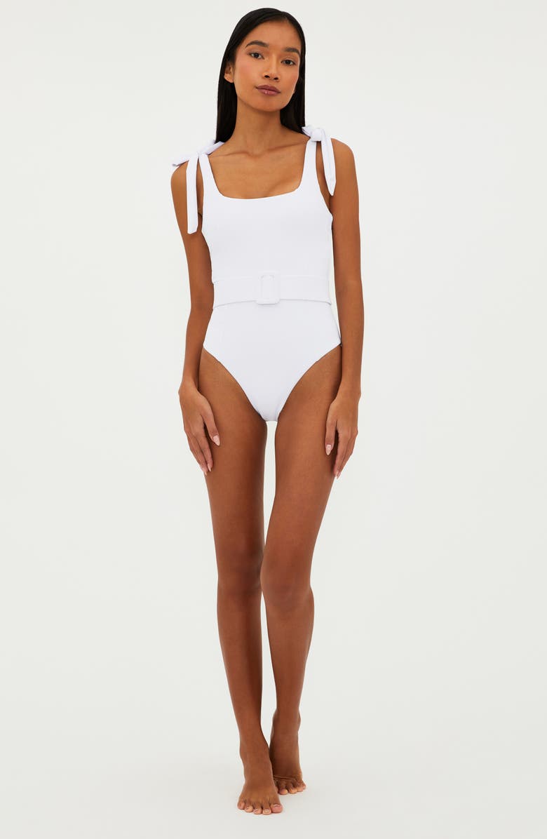 Beach Riot Sydney Belted One-Piece Swimsuit, Alternate, color, White