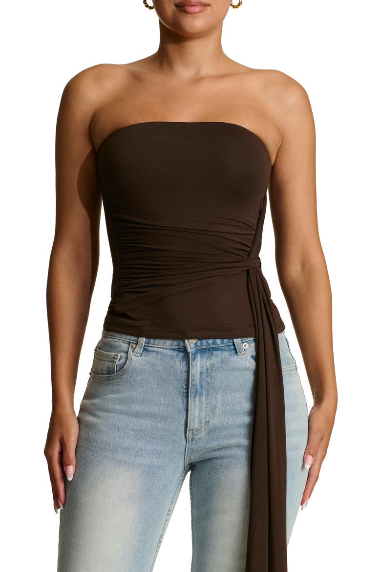 Smooth Draped Tube Top, Main, color, DARK CHOCOLATE