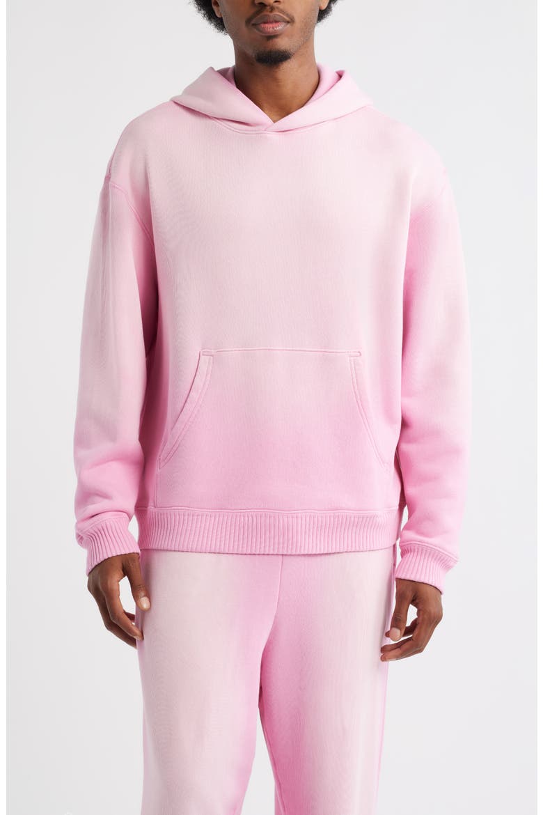 Core Oversize Organic Cotton Brushed Terry Hoodie, Main, color, SUN FADED PINK
