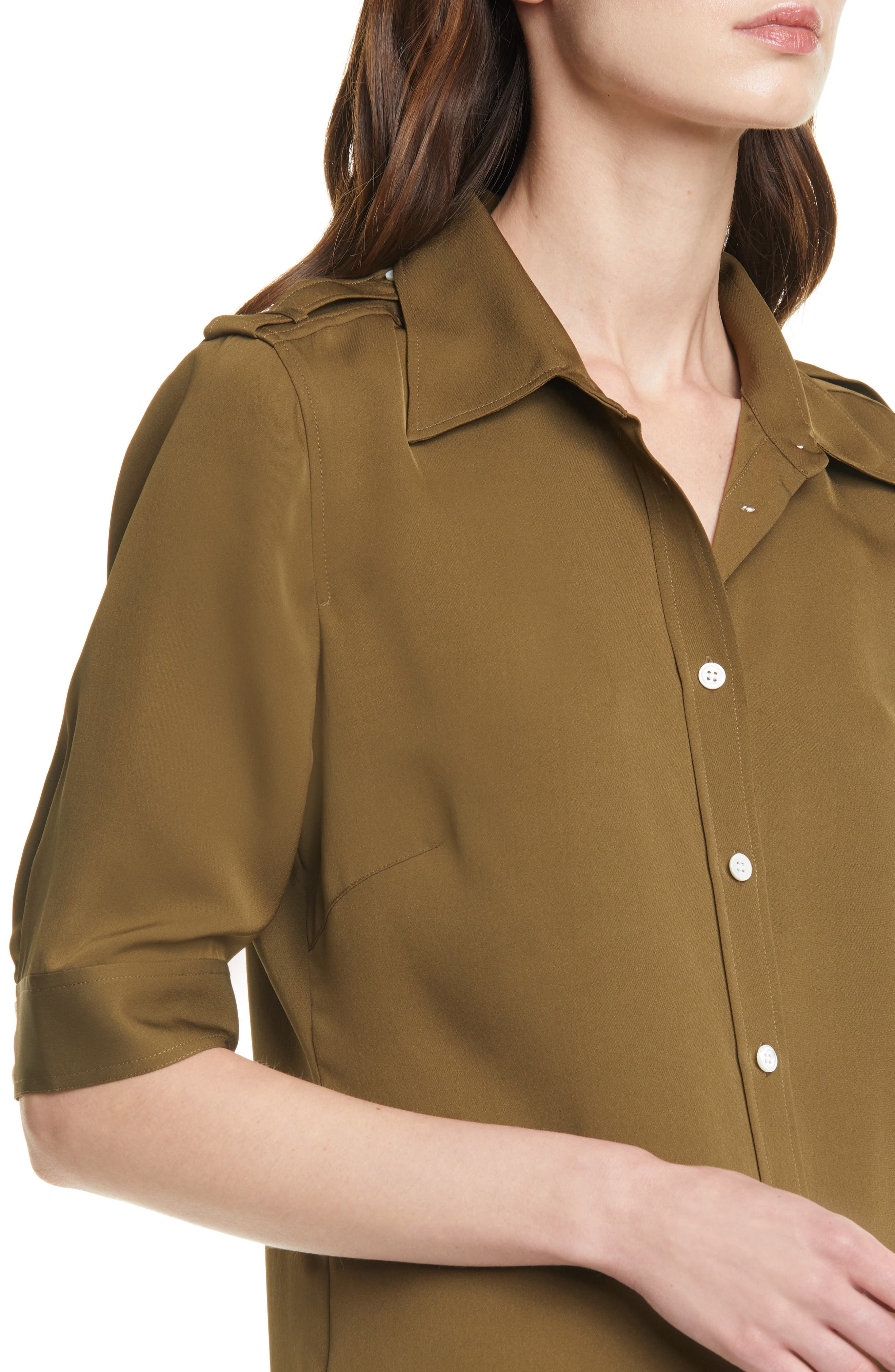 FRAME '70s Epaulet Silk Shirt (Women) | Nordstromrack
