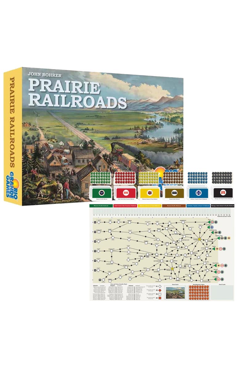 Rio Grande Games Prairie Railroads Train Strategy Board Game, Ages 14+, Alternate, color, Multicolored