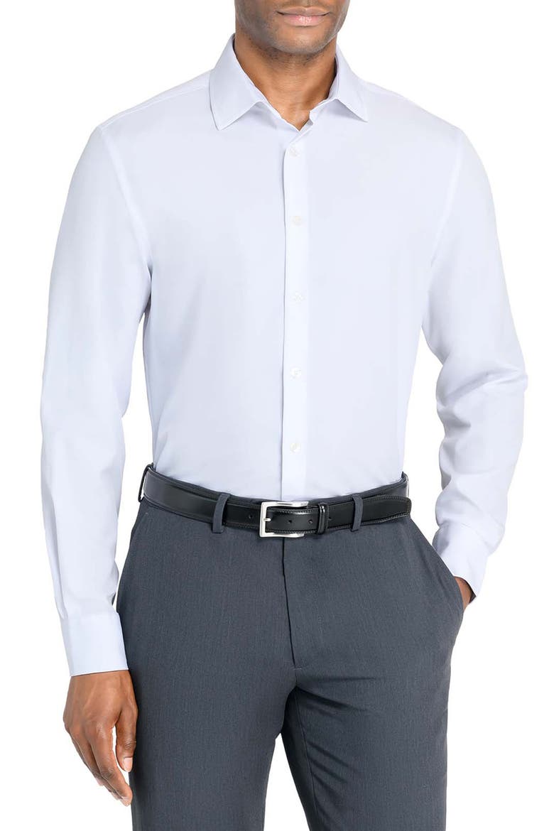 Slim Fit Solid Performance Dress Shirt, Main, color, WHITE