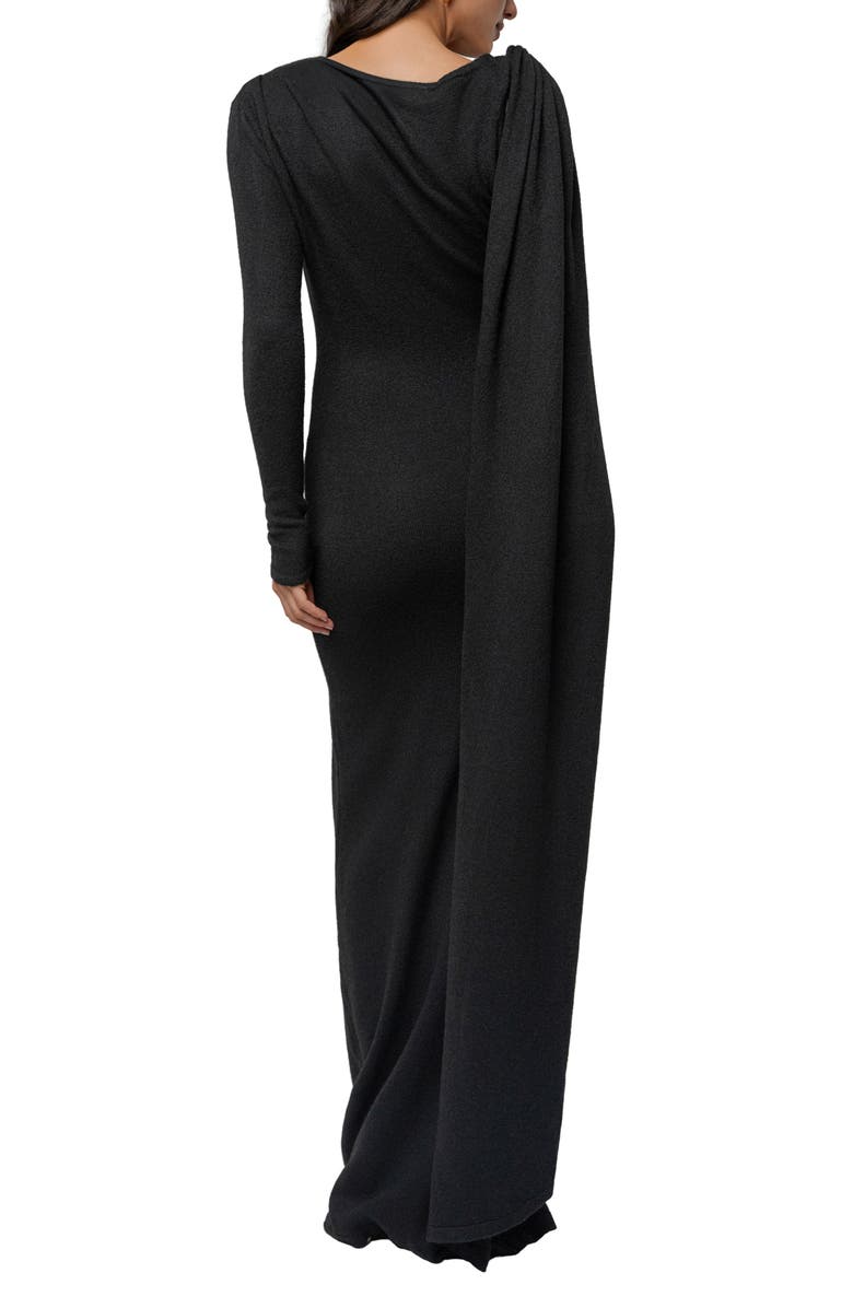 JLUXLABEL Aniza Drape Long Sleeve Maxi Dress, Alternate, color, Black