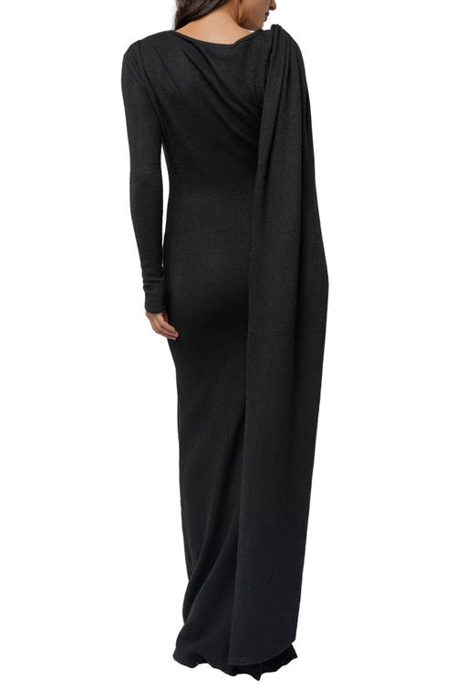 Jluxlabel Aniza Drape Long Sleeve Maxi Dress In Black