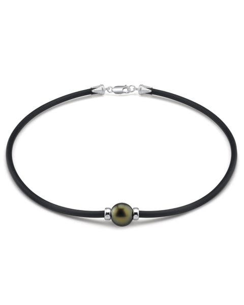 Tahitian Round Pearl Rubber Necklace