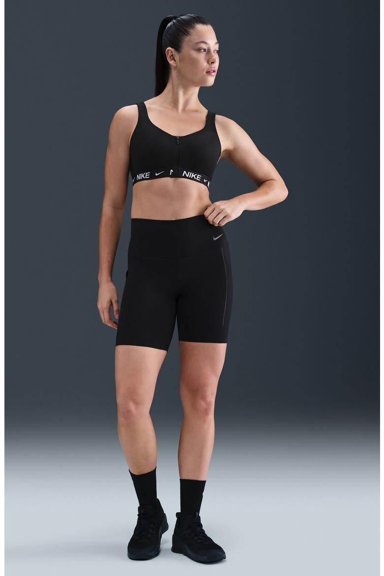 Indy Dri-FIT Zip Front Sports Bra, Alternate, color, BLACK