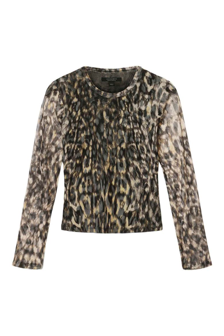 Ellie Floral Long Sleeve Mesh T-Shirt, Alternate, color, LEPPO BROWN