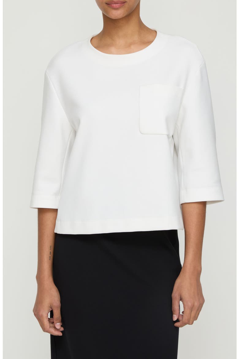 Relaxed Elbow Sleeve Top, Main, color, WHITE