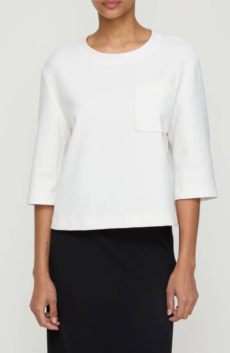 Lafayette 148 New York Relaxed Elbow Sleeve Top, Main, color, White