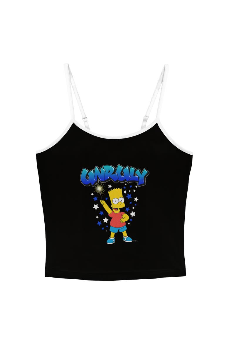 Juniors The Simpsons Bart Unruly Sparkler Tank Top, Main, color, Black