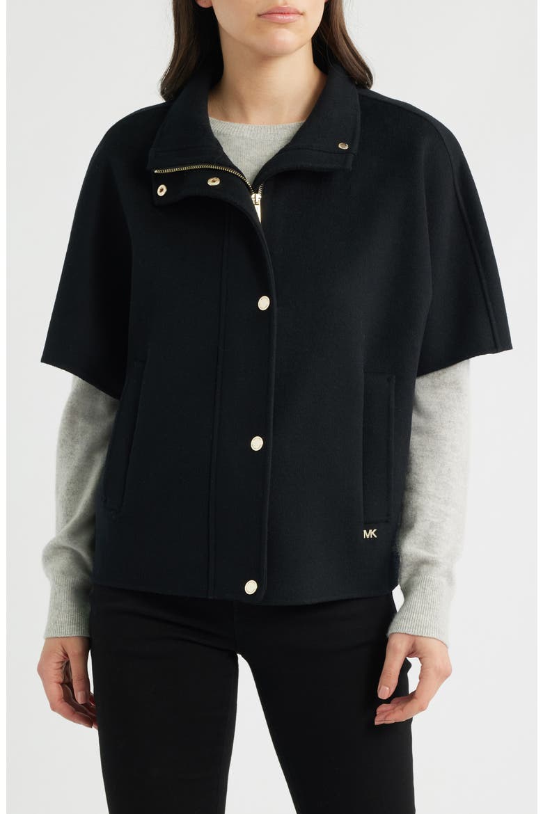 Double Face Wool Cape, Main, color, BLACK
