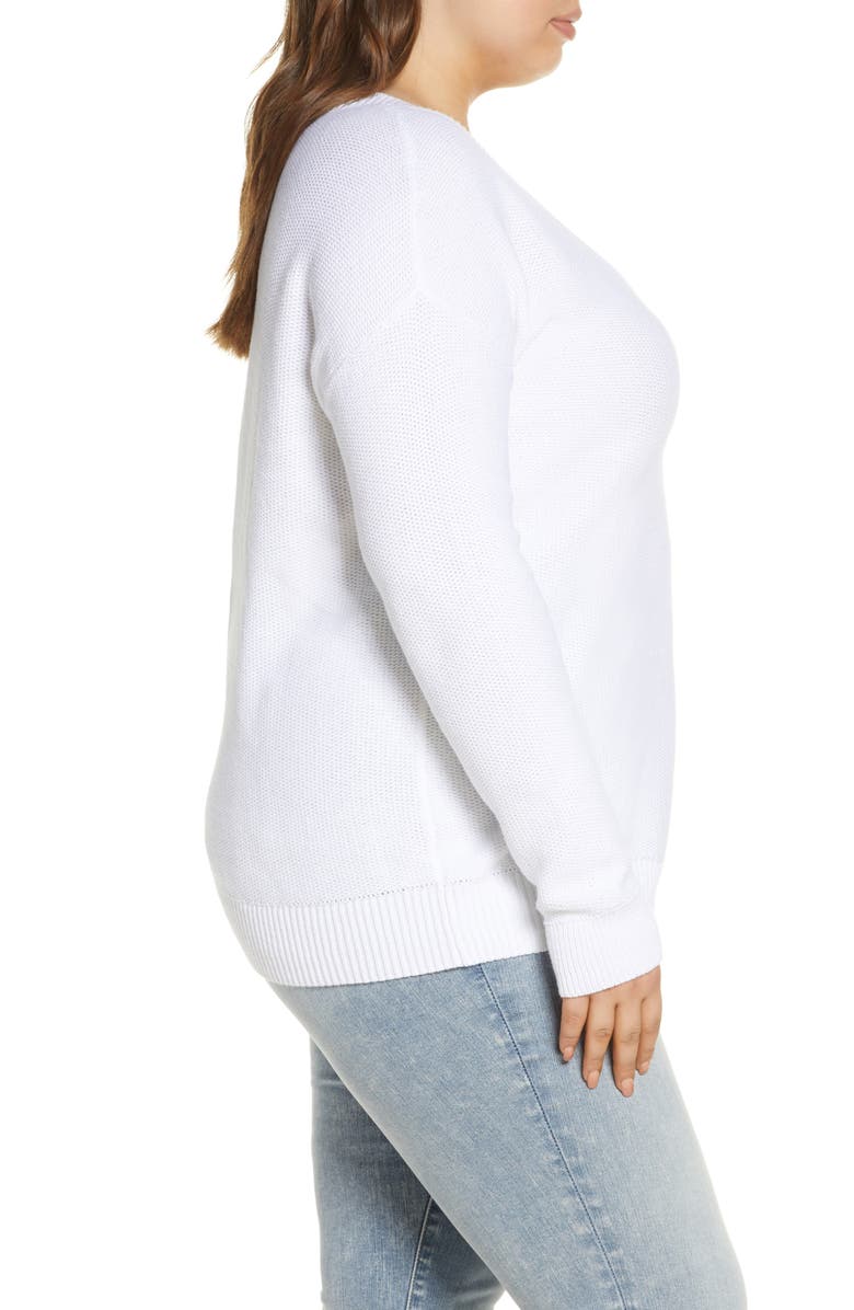 Caslon<sup>®</sup> V-Neck Cotton Piqué Sweater, Alternate, color, 